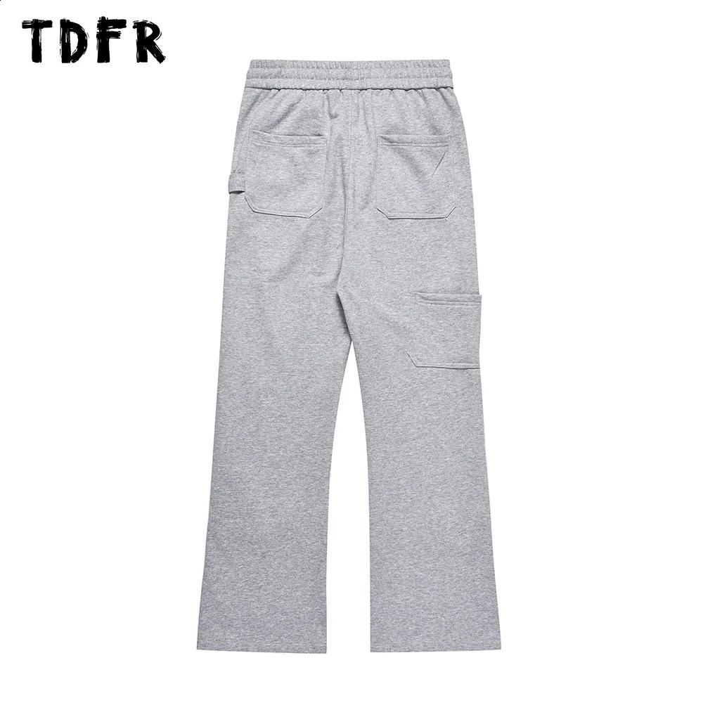 Multi pocket sports pants for men casual loose solid color elastic waist 240819