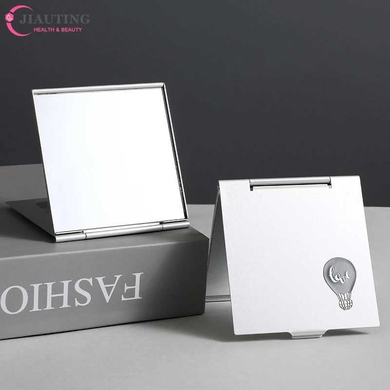 1PC Square Folding Aluminum Mirror Mini Compact Pocket Mirror Makeup Hand Standing Portable Small Mirror Foldable Cosmetics Tool Y240819