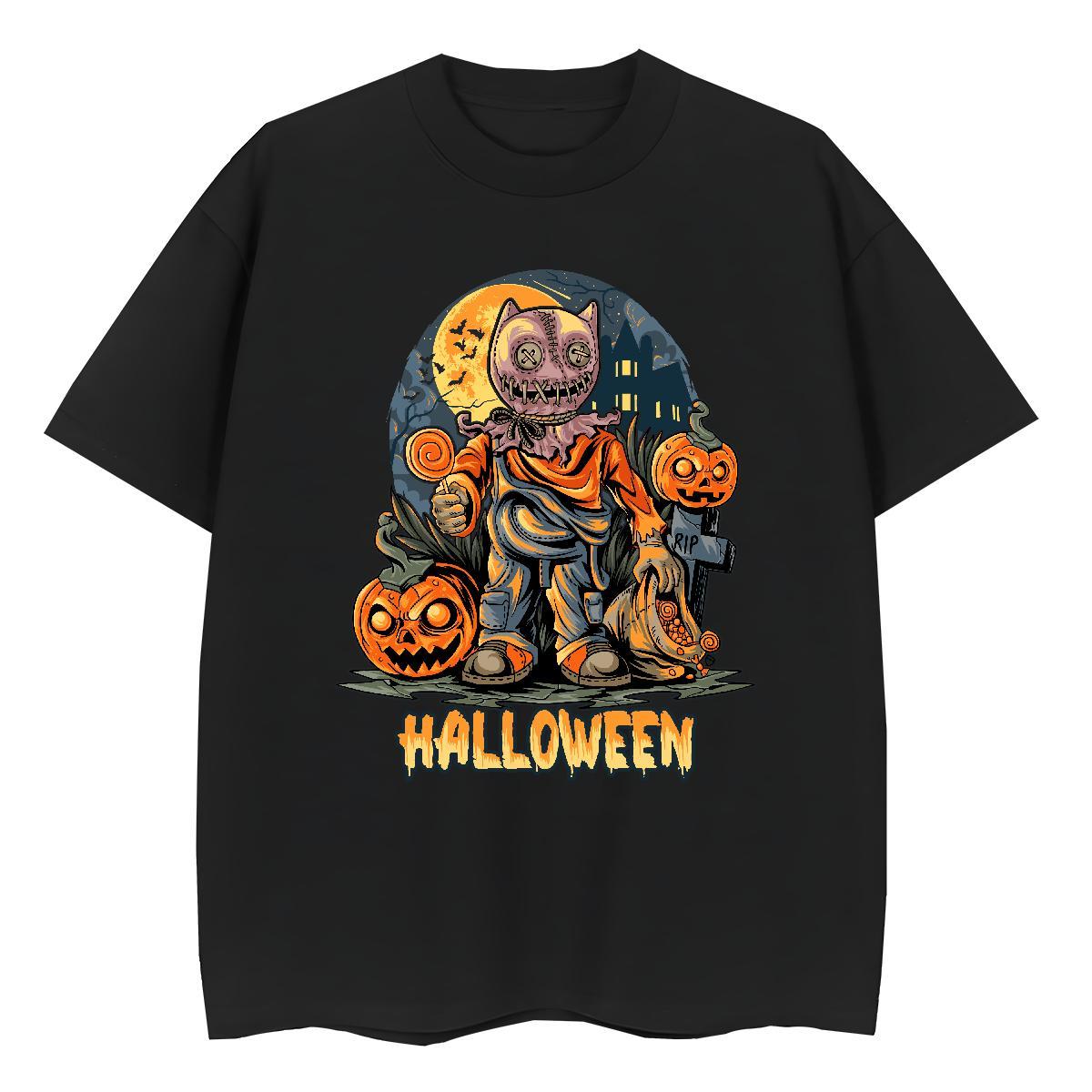 Factory Direct pumpkin Tshirts 230g 100% Cotton T-Shirts for Men DIY Anime Spring Summer O-Neck Short Sleeve Wholesale Clothings