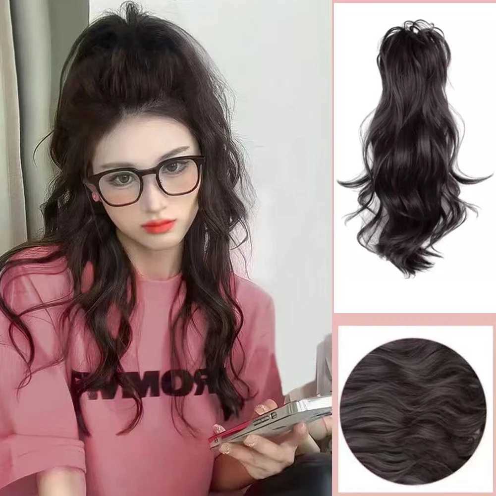 Ponytail wig female simulation hair clip waterfall half tied hair high ponytail wig fluffy wig W240817