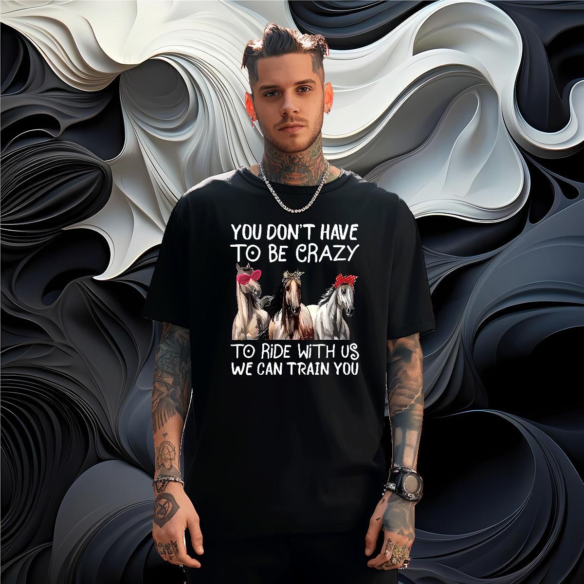 Free Shipping Men T Shirts horse Breathable Street Custom Printed 100% Cotton 230g Men Clothes T-Shirt New Arrival Wear