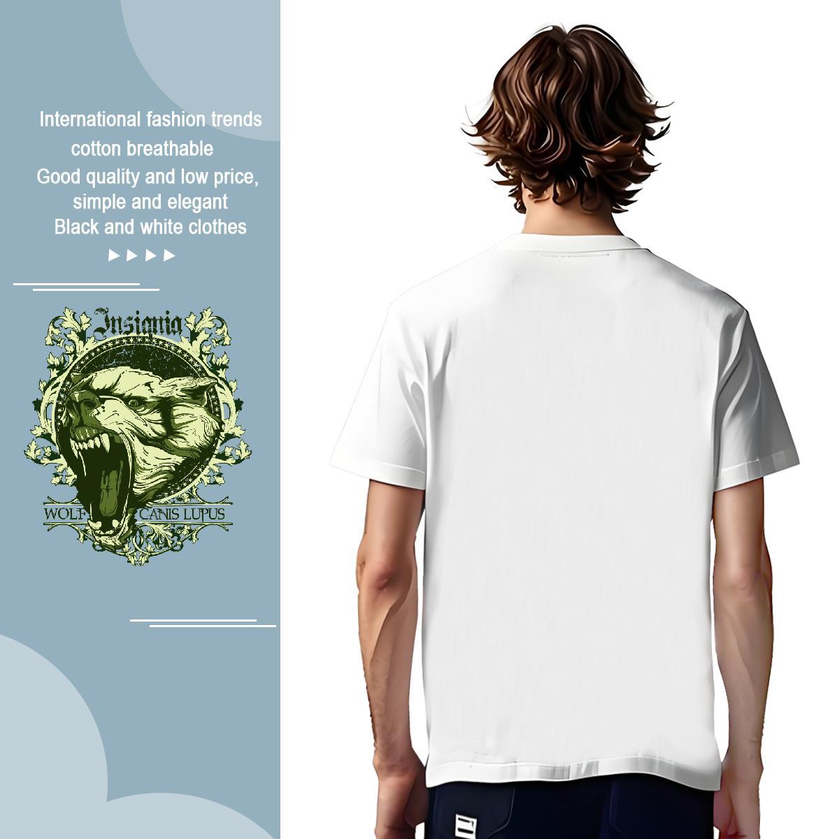Designer T Shirts Men lion Breathable Summer Casual Asian Size 230g Cotton Tshirts 2024 DIY Top Tees