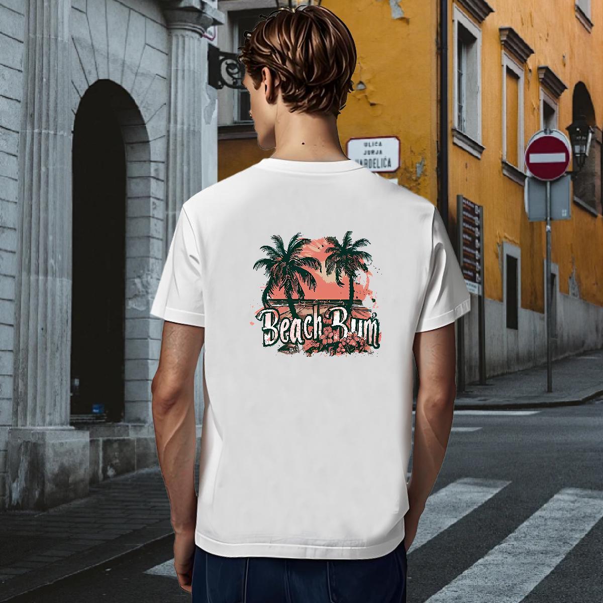 Men T Shirts 230g Cotton palm Spring Summer Round Neck Short Sleeve Custom Cartoon Men Tops Tees DIY Loose Top Tees