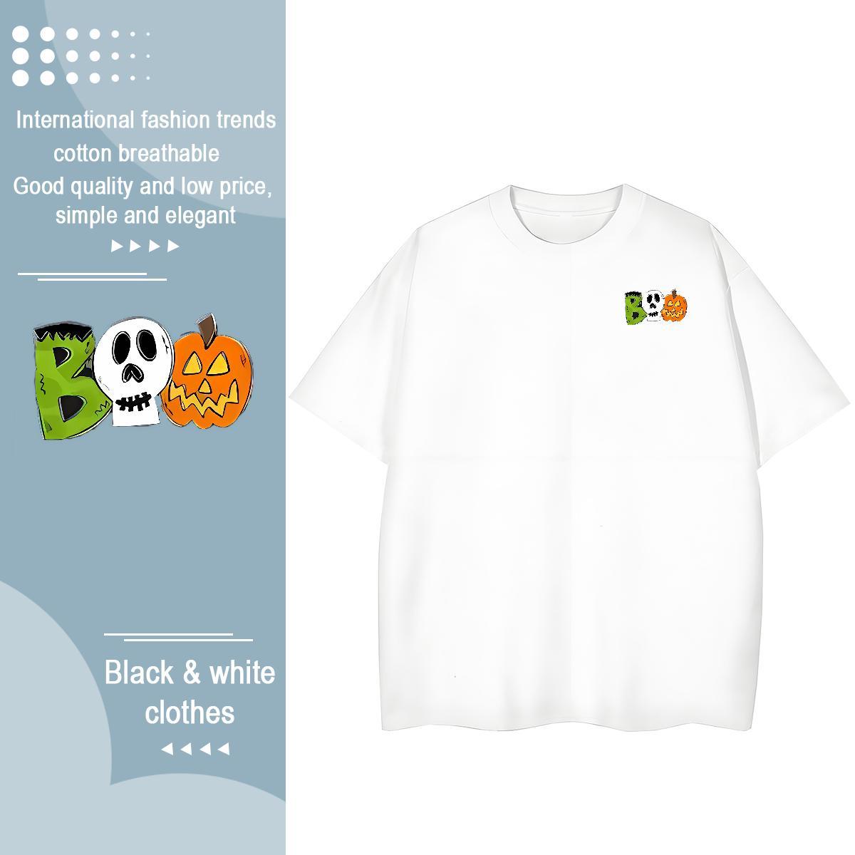 2024 Summer Tshirt for Man Woman halloween Daily Wear 230g Cotton Clothes Crew Neck Designer Man T Shirts Custom Cartoon