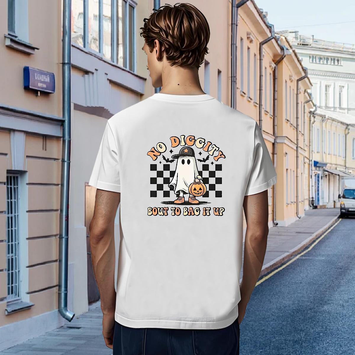 T Shirts Men 230g Cotton pumpkin Daily Wear Breathable Short Sleeve Skull Men Tees Classic Comfortable Top Tees