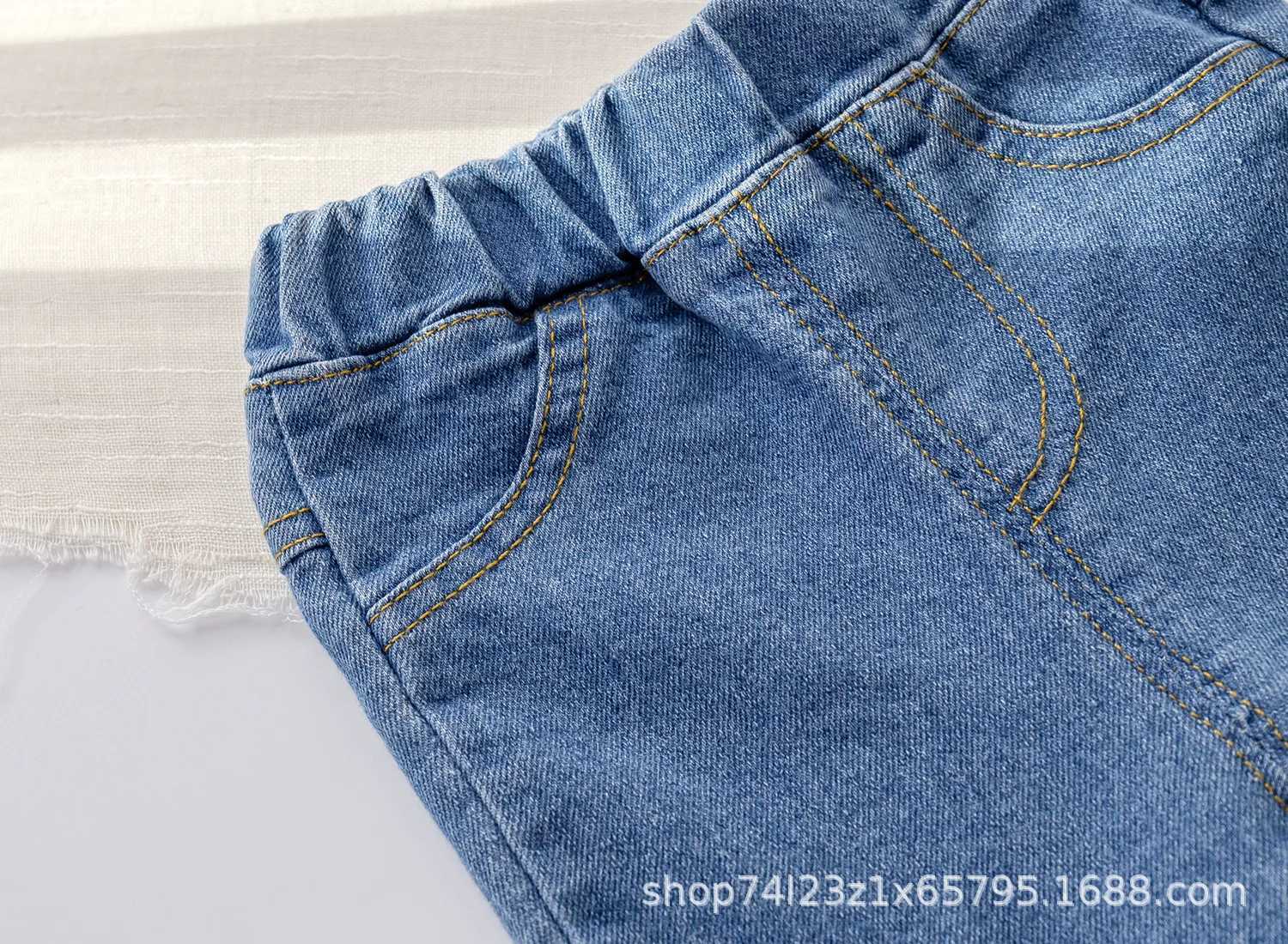Preschool toddler infant abused denim children girls clothing spring break mens bell bottoms glitter pantsW240819