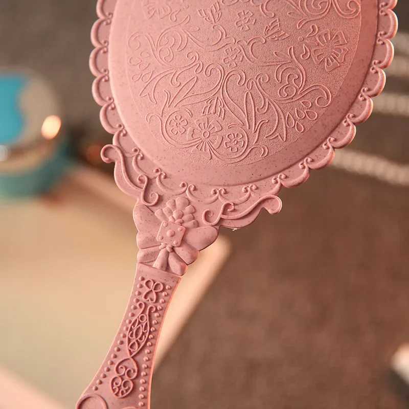 1 pcs Vintage Carved Handheld Vanity Mirror Makeup Mirror Hand Mirror Handle Cosmetic Y240819