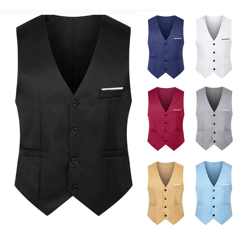 M-5XL Mens Suit Vest Summer Slim Fit Waist Solid Tank Top Business Leisure Party Bar Banquet Dress 240820