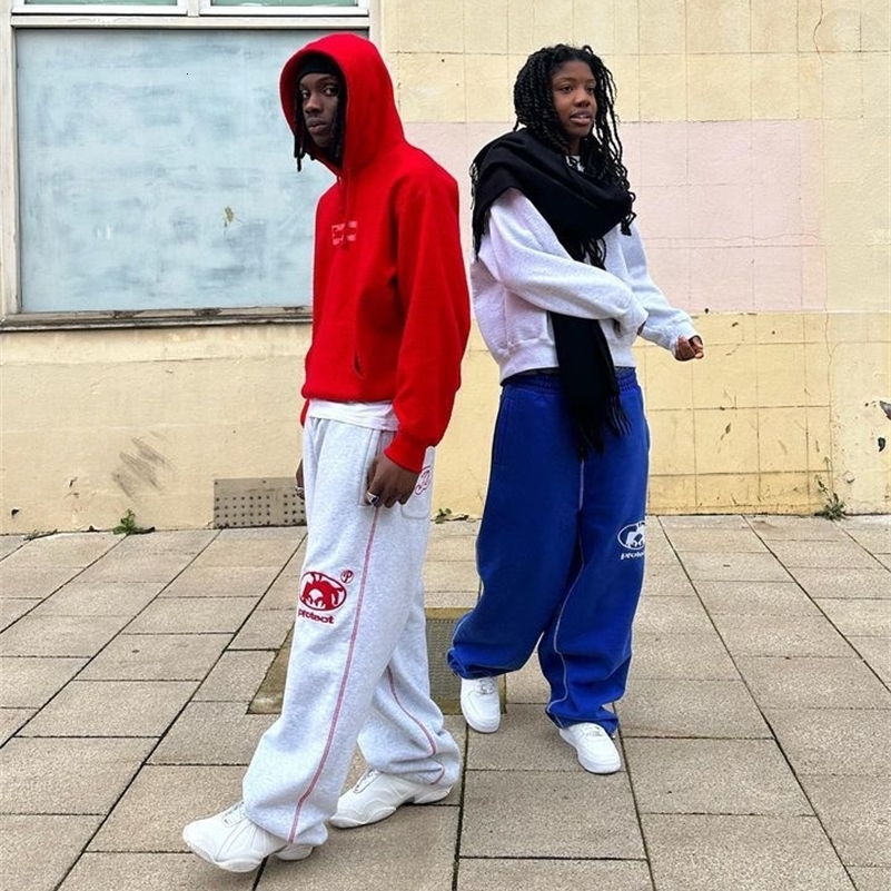 Streetwear PROTECT Sweatpants Y2K Pants Hip Hop Letter Embroidery Baggy Casual Pants Mens Womens Elastic Waist Jogging Trouser 240819