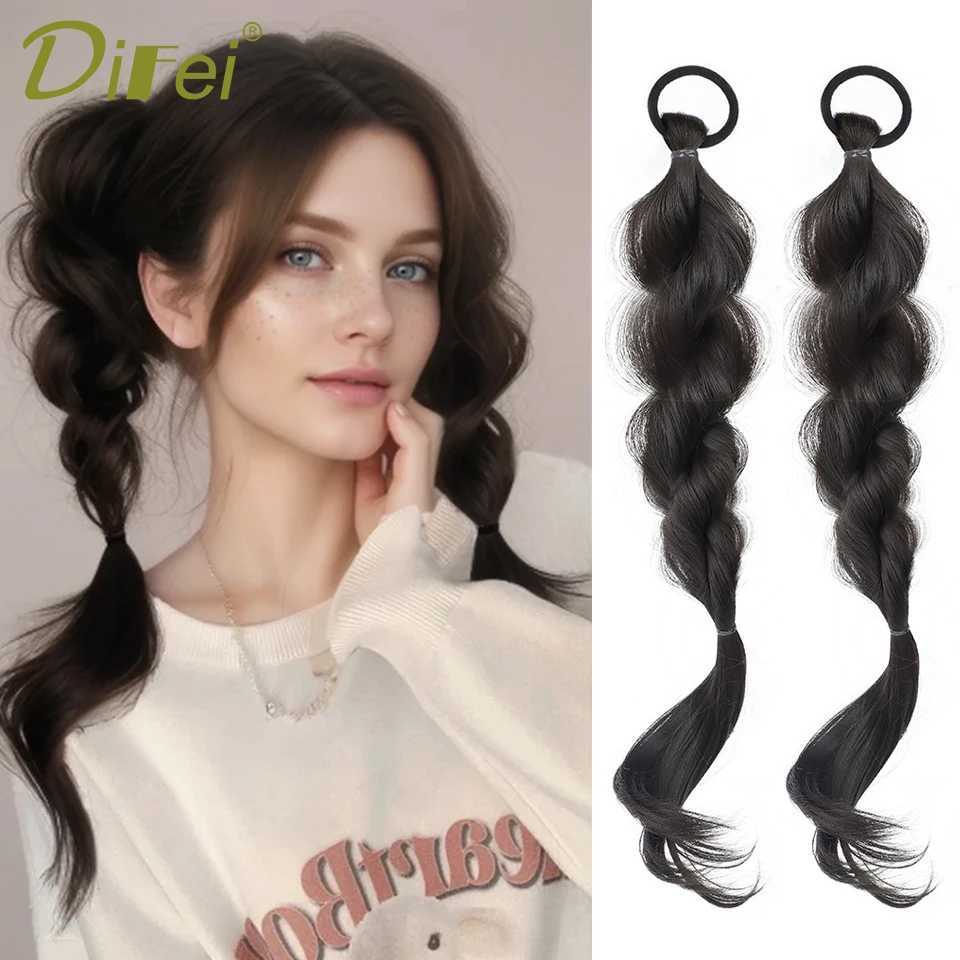 2 pieces of synthetic wig cartoon bubble ponytail womens boxing braid fluffy natural sweet cool online celebrity braid hair W240817