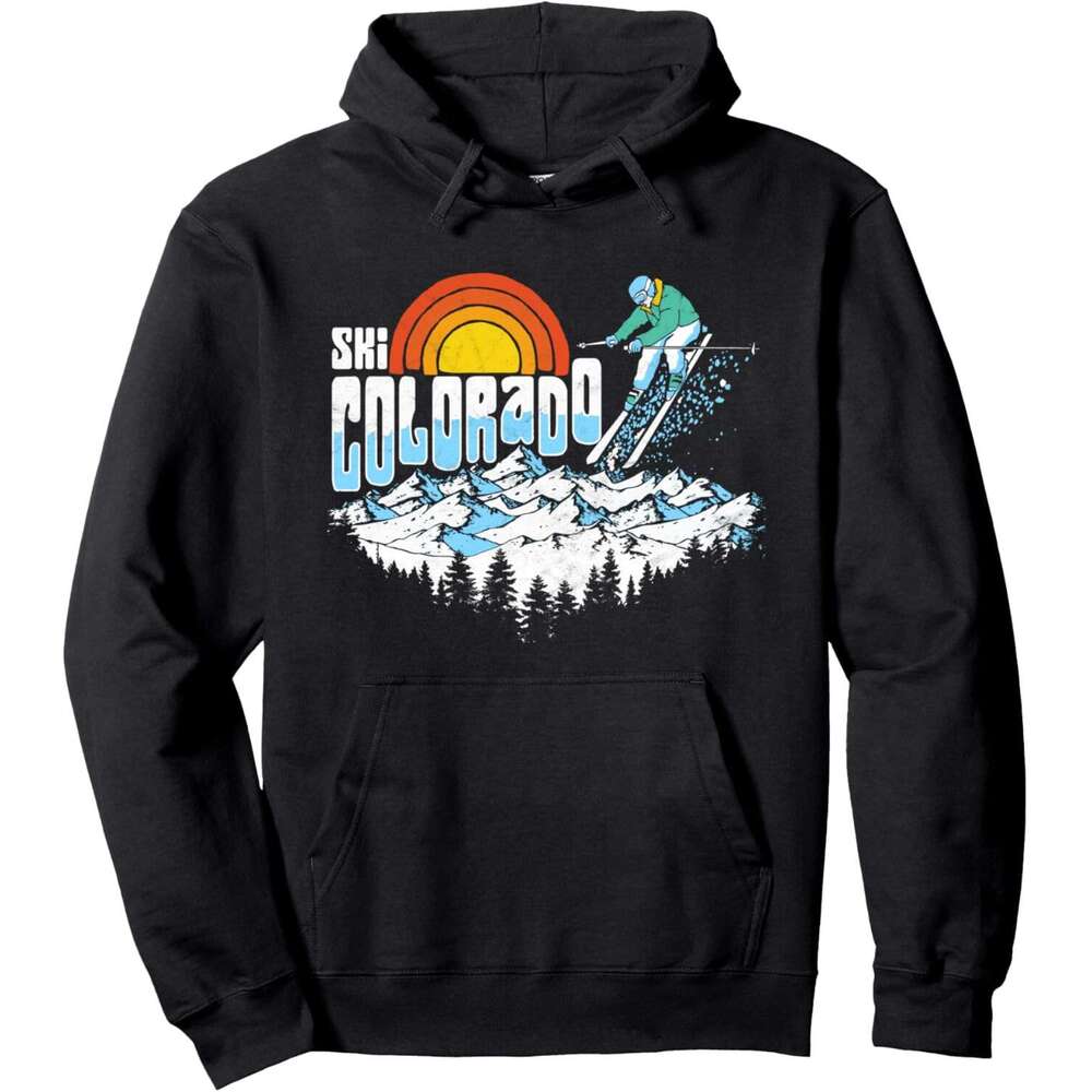 Hoodie for Mens Womens Retro Ski Colorado Extreme Skiing Graphic Hoodie Hoodies sweatshirt pullover jacket Long sleeve