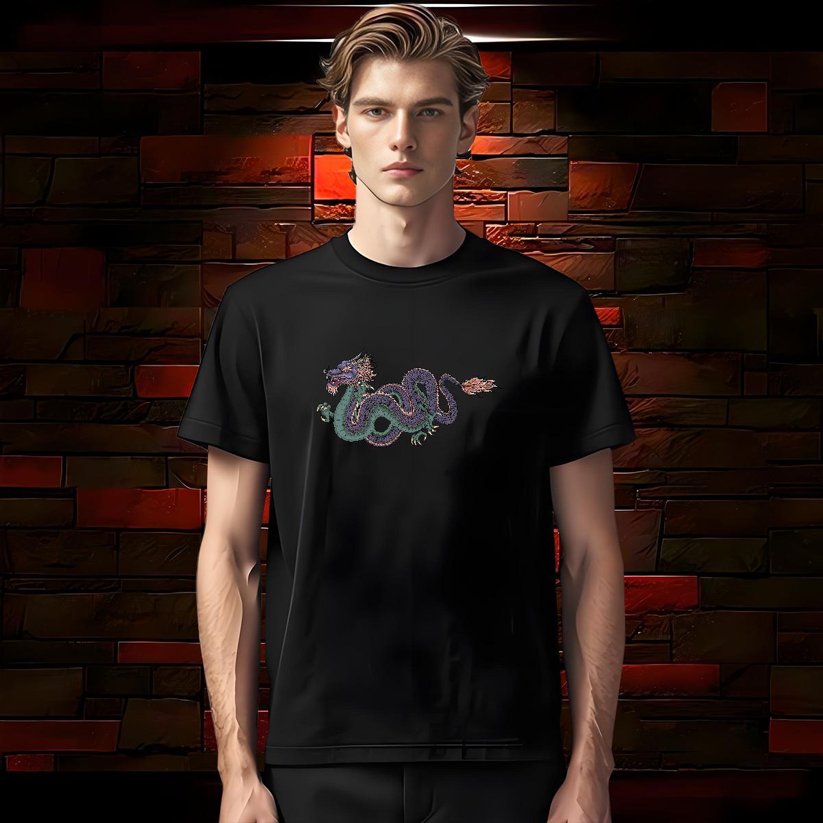 T Shirts Men 230g Pure Cotton dragon Outdoor Breathable Black Oversized Couples T Shirts Designer Fashion Cool Design Tops Tees
