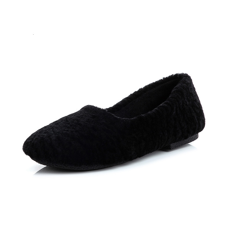 Ddmysports Wool Autumn Winter New One Step Plush Warm Low Top Flat Sole Single Women S Little White Shoes OUTDOOR