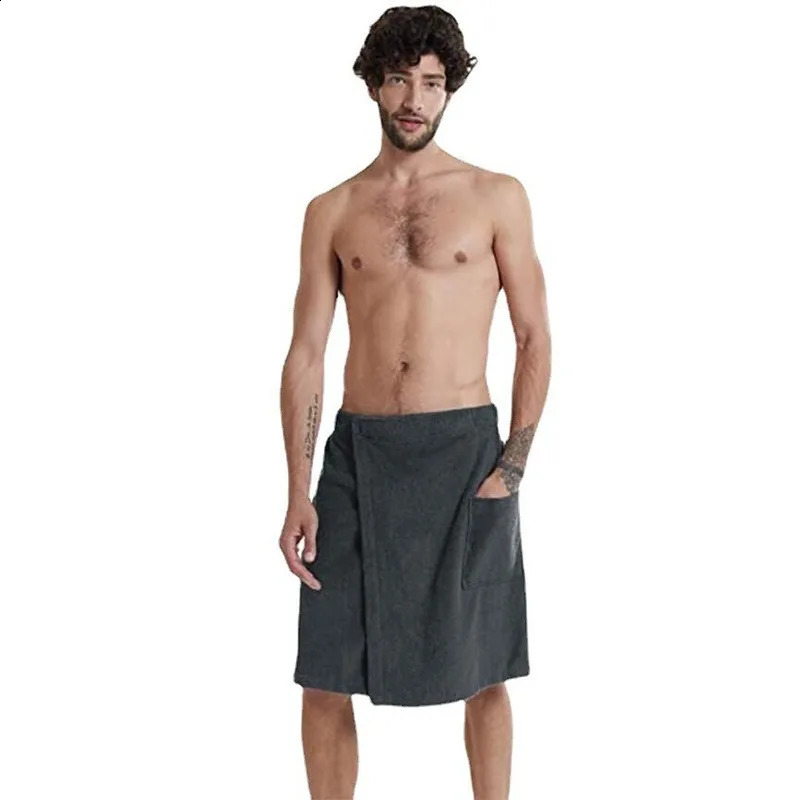 Arrival Bath Towel Set with Magic Tape Pocket and Wearable n for Men in Shower Room or Bathhouse 240819