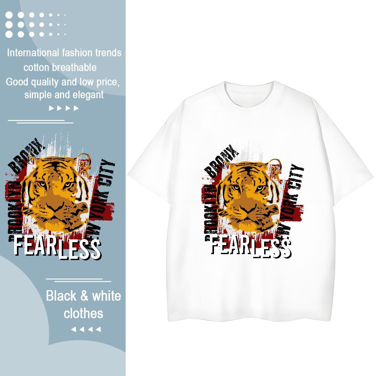 Comfortable Men T Shirts tiger Crew Neck Breathable Street wear Hip Hop Black White 230g 100% Cotton Tshirt for Man Woman Fashion Designer Tops Tees