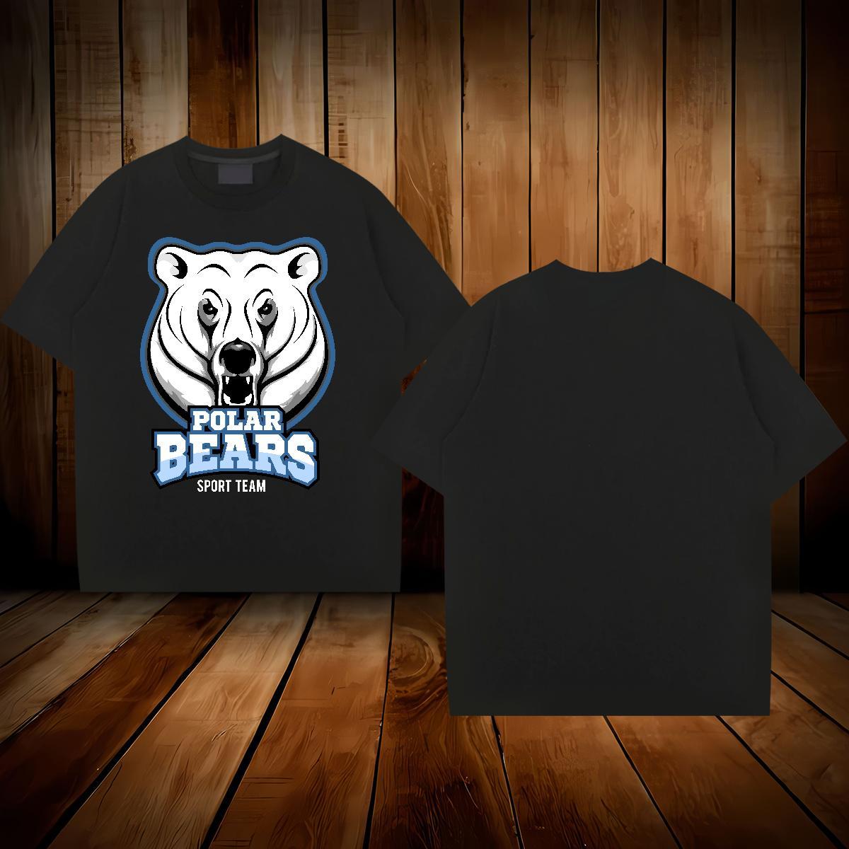 TOP Quality T shirt bear Round Neck Short Sleeve Street DIY Logo Oversized 230g Cotton Men Clothes T-Shirt 2024 DIY Tees Shirts