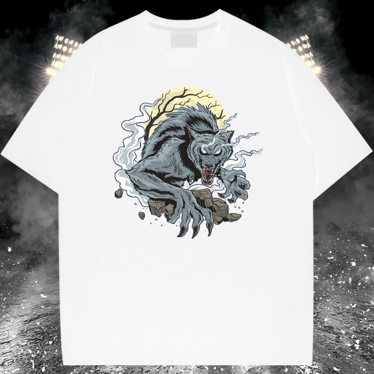 Loose T Shirts Men moon O Neck Short Sleeves Hip Hop Street White Plus Size 230g Cotton Tshirt for Man Woman Factory Direct Wear