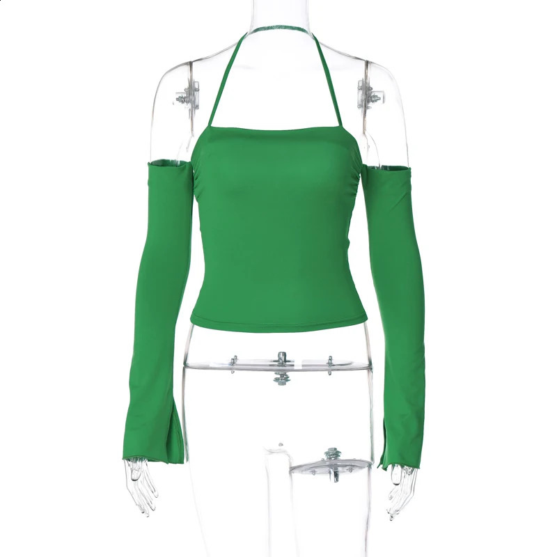 Lygens Halter Solid Slim Off The Shoulder WomenS Tops Camis Tshirts Y2K Streetwear Wholesale Party Club Casual Korean Clothes 240819