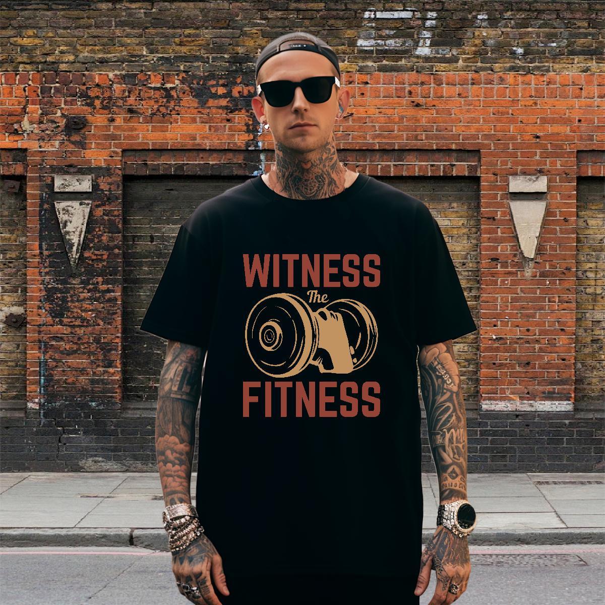 Loose Tshirts Daily Outfit 100% Cotton 230g Skull Breathable Short Sleeve dumbbell T Shirt For Man DIY Tee Shirt