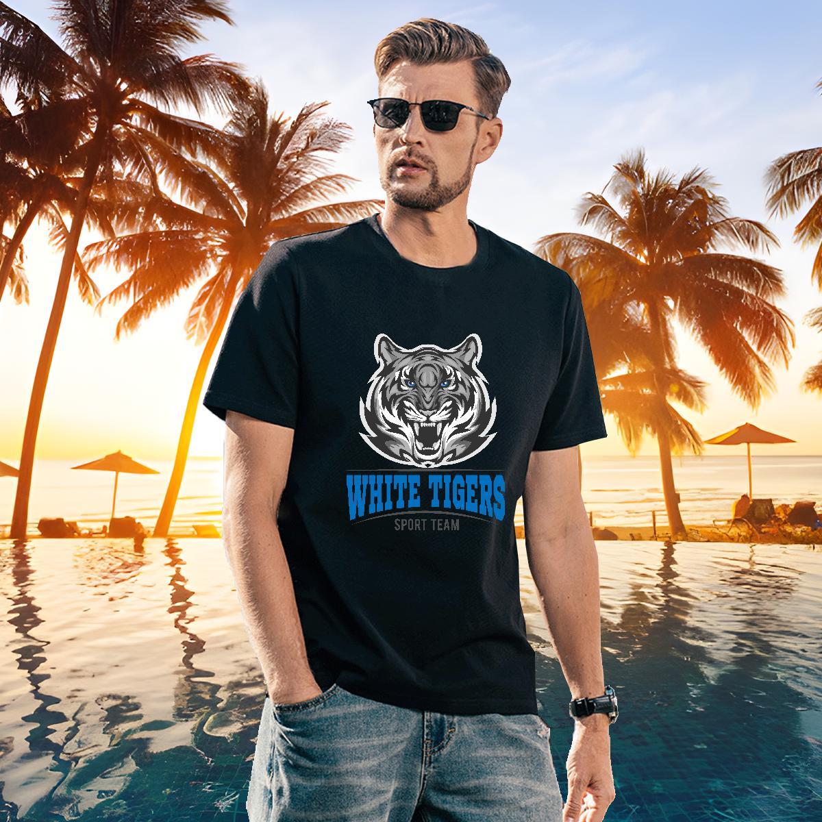 Cool Design T-Shirts for Men tiger Short Sleeve O-Neck Anime Printing Street Custom Print Oversized 100% Cotton 230g Tshirt for Man Woman Classic Tee 