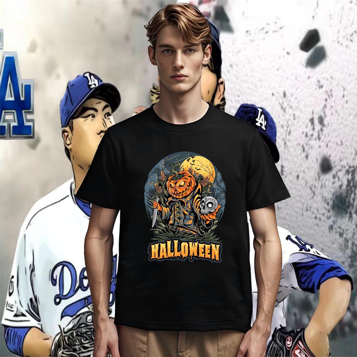 Fashion Design Men Tees pumpkin Sports Casual 230g Cotton Polos Pure Cotton Wholesale T-Shirts DIY Printed