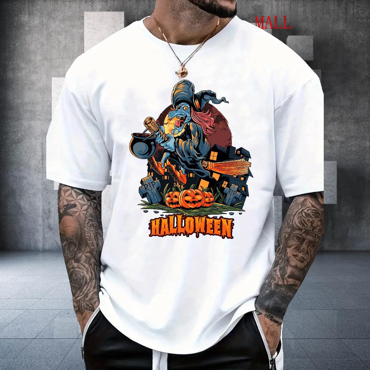 Wholesale T Shirts Men pumpkin Round Neck Short Sleeve Sports Casual DIY Printed 100% Cotton 230g Men Clothes T-Shirt Factory Direct Tees