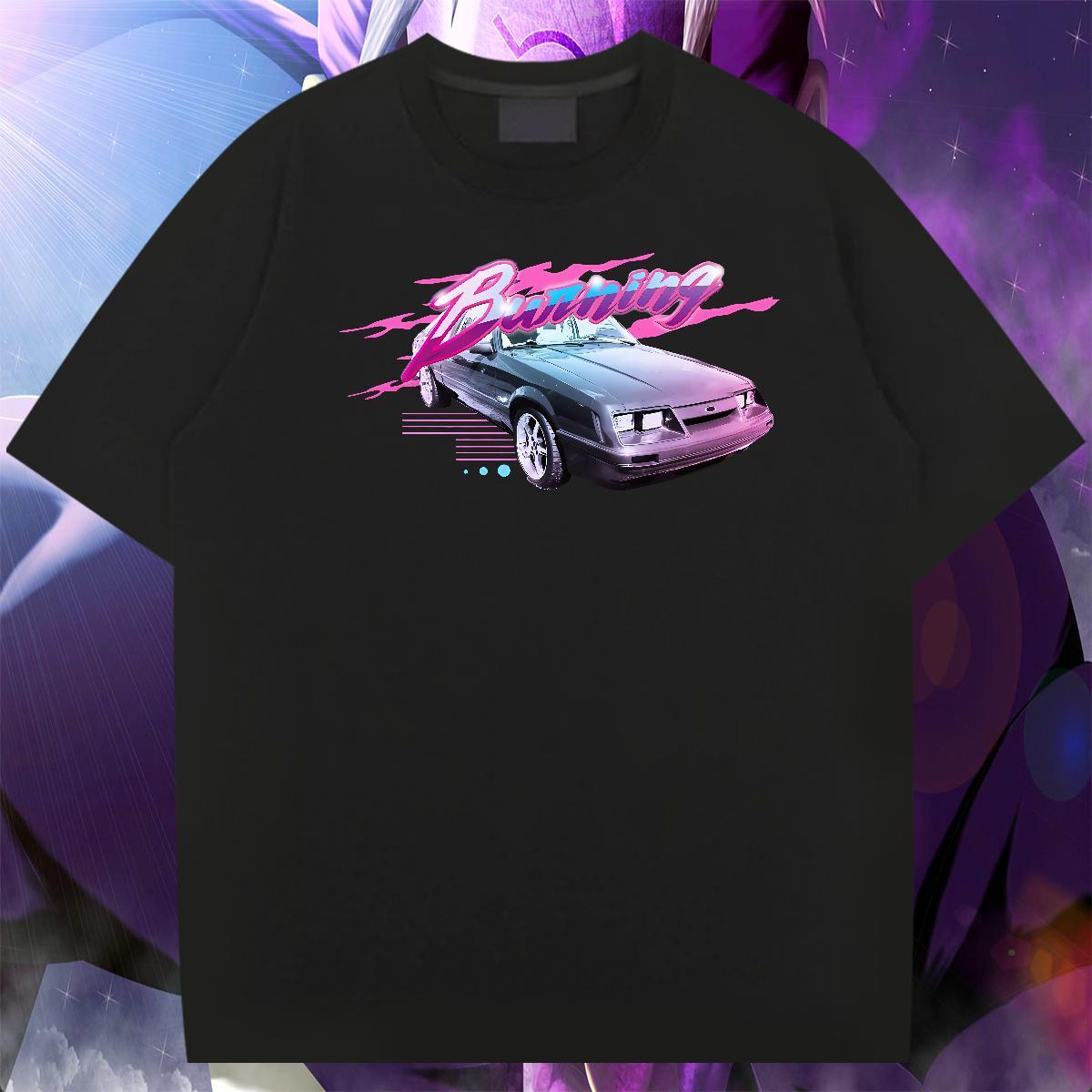 Comfortable car T-Shirts Anime Printing Street Mens Tshirts 100% Cotton 230g 2024 New Breathable Short Sleeve Plus Size Cartoon Tops Tees