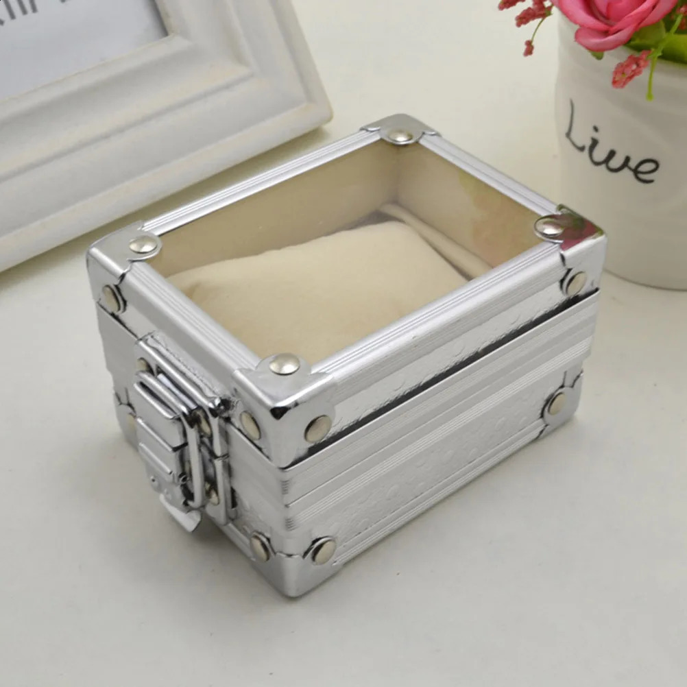 Vintage single case transparent Lid watch display box jewelry stand bracelet organizer mens gift 240812