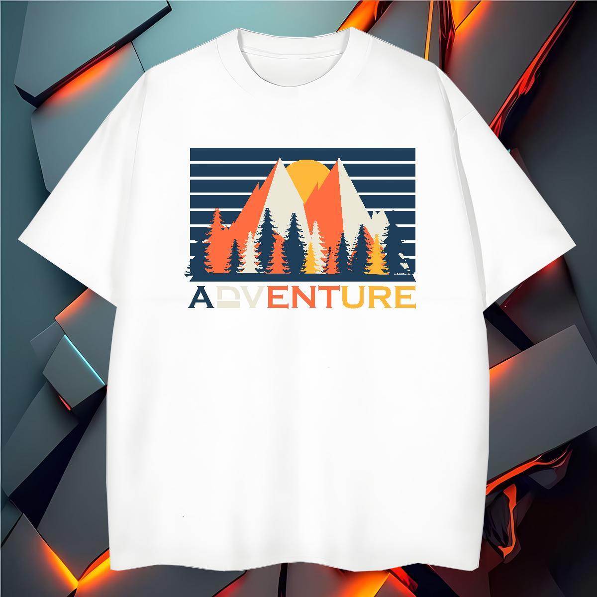 Cool Design mountains 230g Cotton Men Tops Tees Outdoor Breathable Soft T Shirts Men Designer Fashion Anime Print Polos