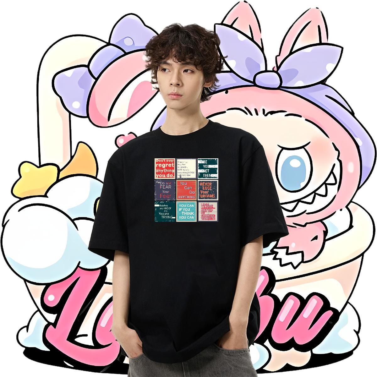 TOP Quality Men Tees Sport 230g Pure Cotton Anime Print Breathable Short Sleeve letter Man T Shirts Factory Direct Tops Tees