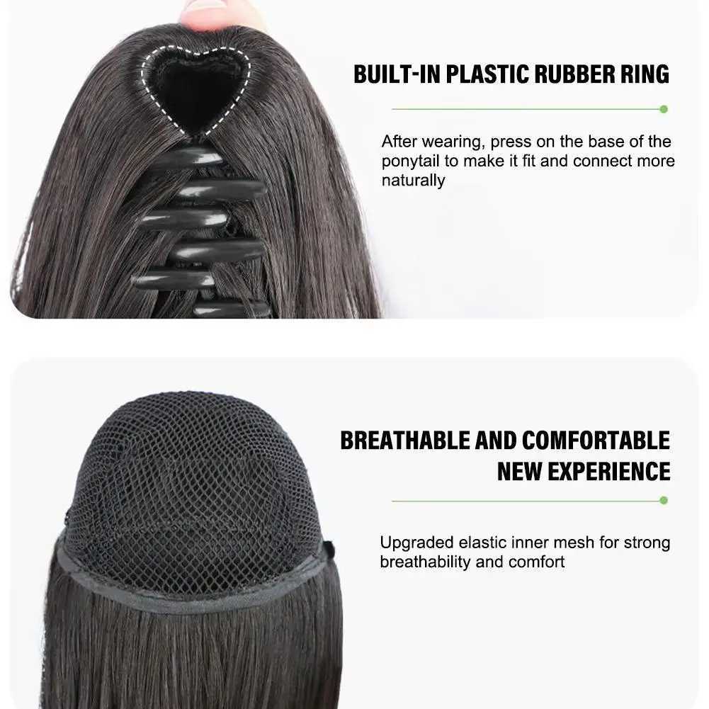 Womens wig grab clip synthetic clip style hair extension low ponytail short curly hair extension natural curly hair W240817