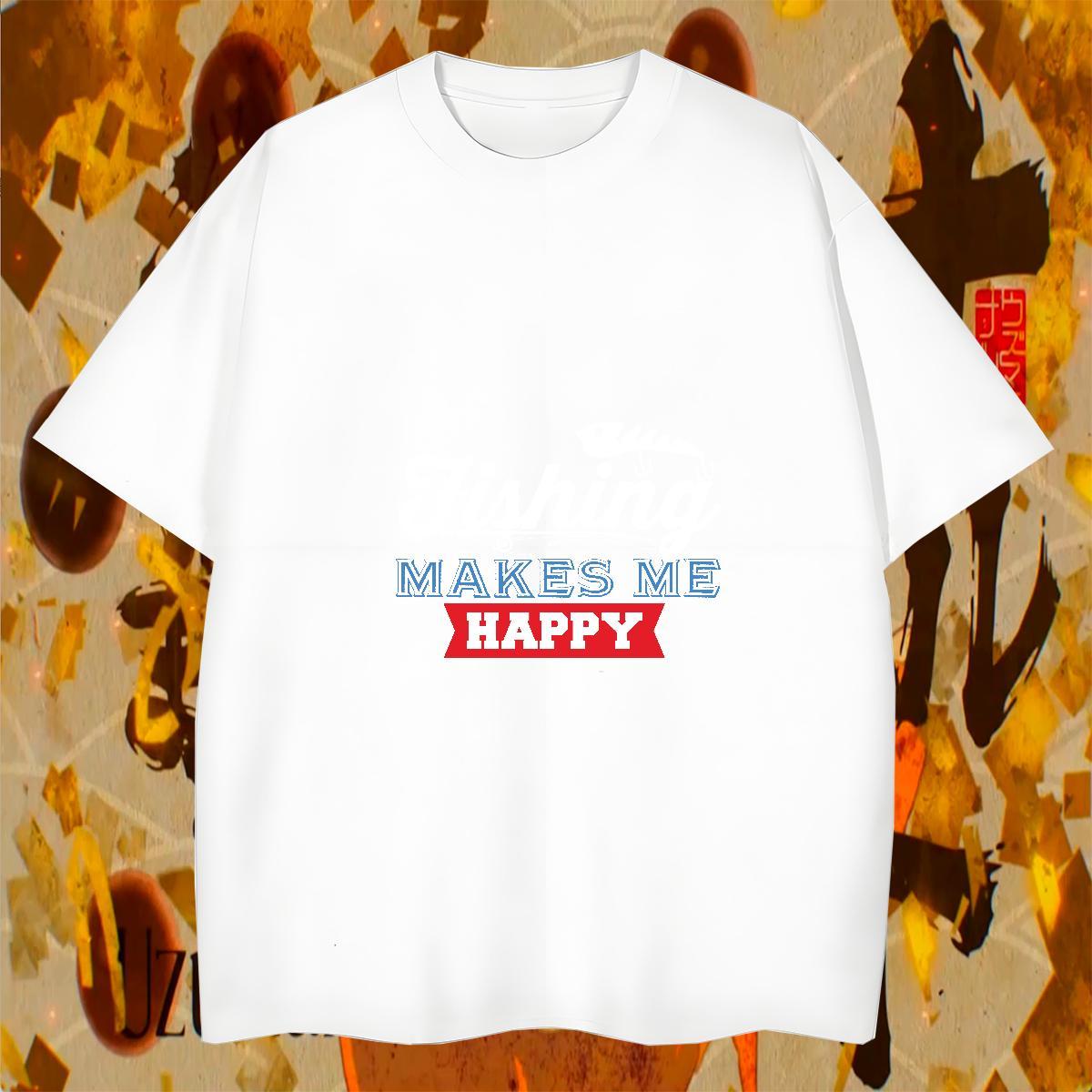 Free Shipping Men Tshirts Hip Hop Street 100% Cotton 230g Custom Anime Round Neck Short Sleeve fish T Shirts Men Fashion Design Clothings