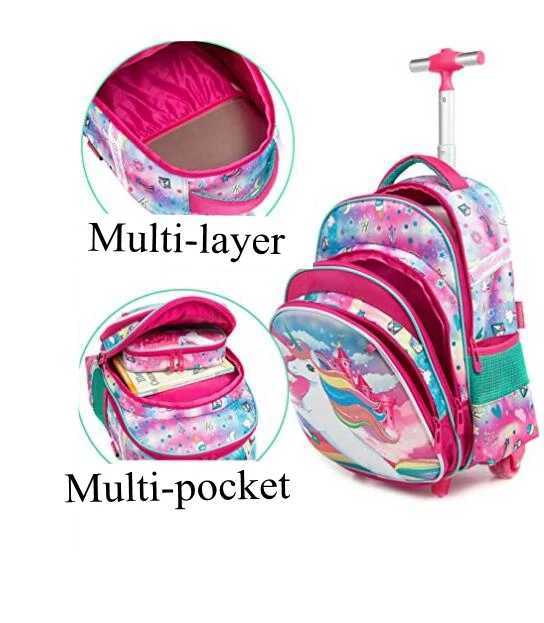 3pcs Schoolbag set with wheels lunch bag Sequins 16 inch School Rolling bags wheeled backpack Student trolley backpack for boys Y240820