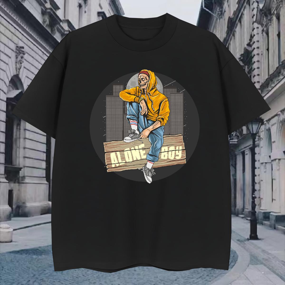 Classic T Shirts Men halloween Breathable Soft Casual Cartoon Print 230g Pure Cotton Men Tees New Designer Tee Shirt