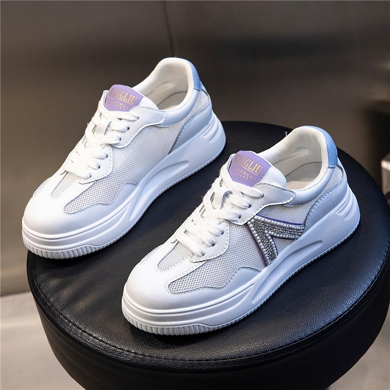 Ddmysports Genuine Leather New Summer Transparent Mesh Casual Single Women Large Size Thick Soled S Shoes Sports Small White For OUTDOOR