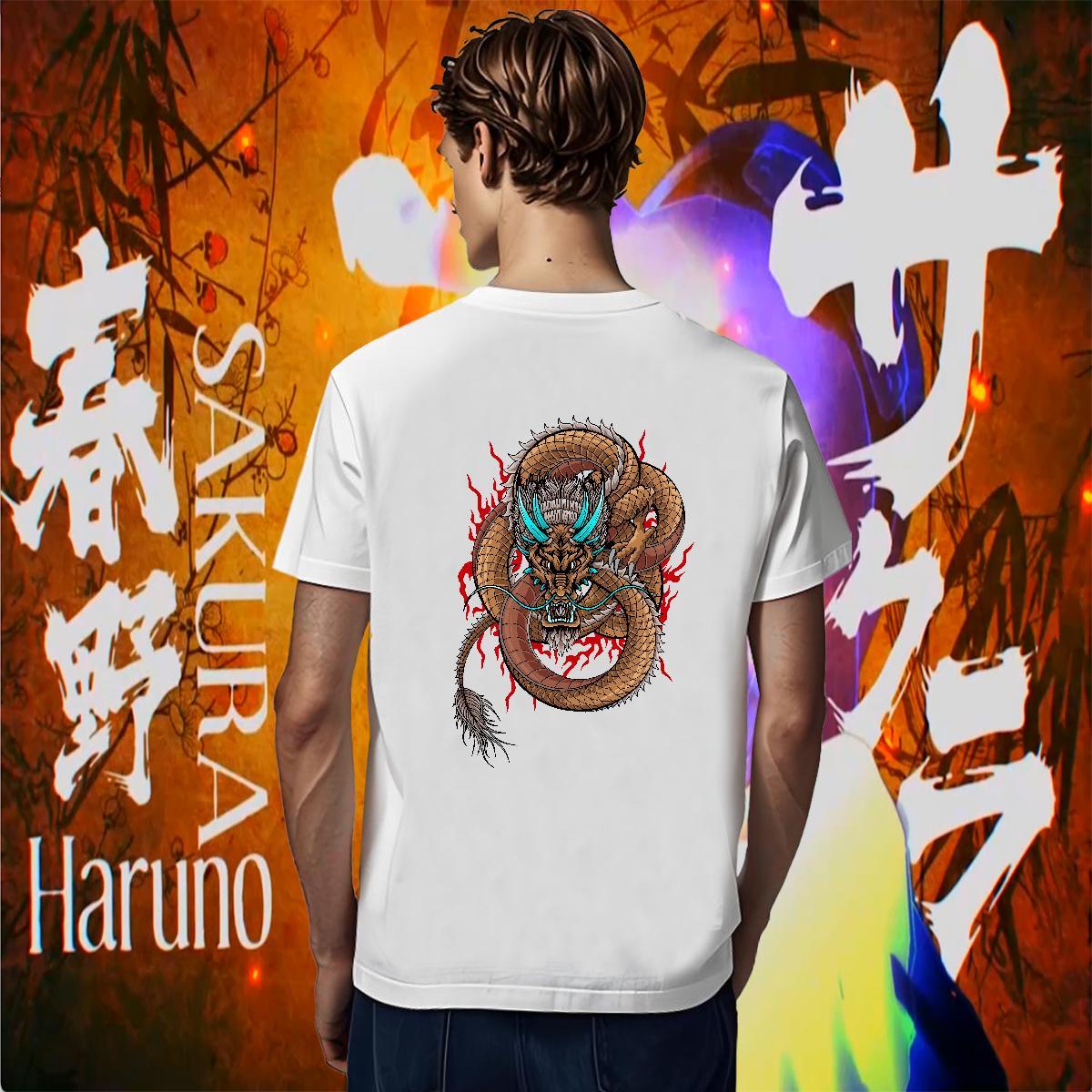 Man T Shirts 230g 100% Cotton dragon Spring Summer Breathable Short Sleeve Cartoon Print Tshirt for Man Woman DIY Customized Soft Tees Shirts