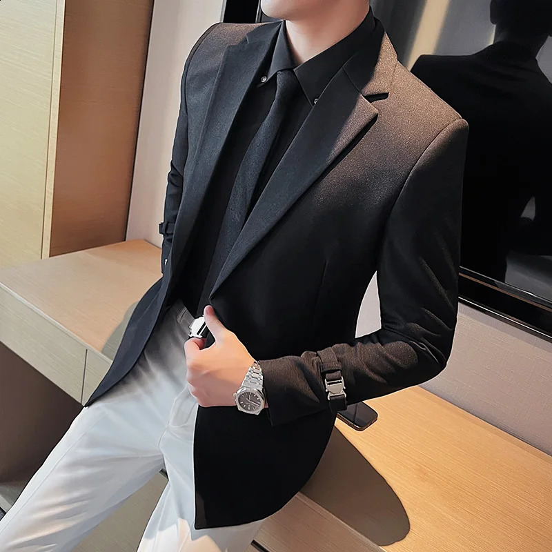 British style mens spring highquality business tailcoatmens slim fit fashionable suit jacketmens casual jacket S3XL 240819
