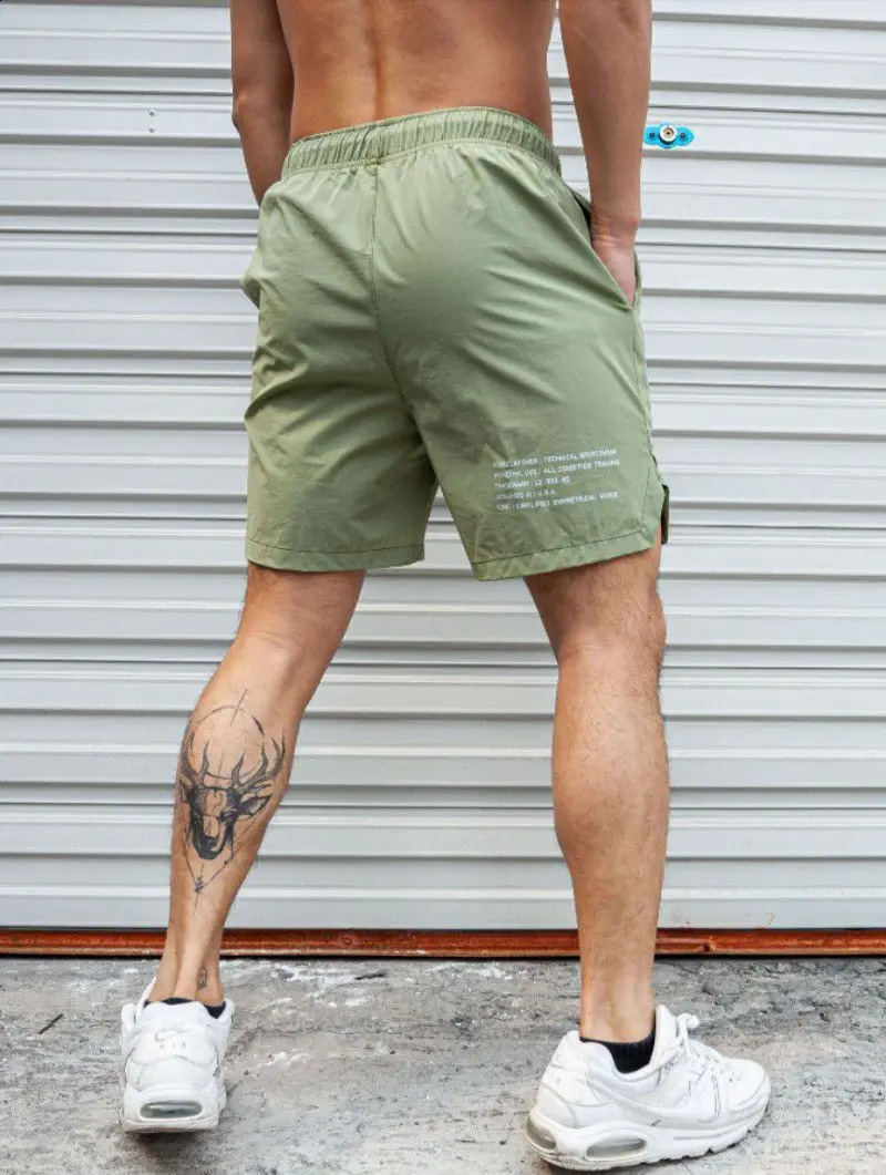 Mens shorts lightweight thin running squat fitness mens gym wear fast drying drawstring 240819