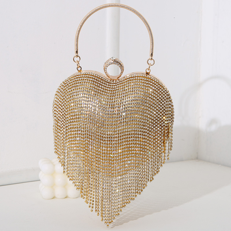 Water Love Fashionable Diamond Tassel Evening Bag Celebrity Banquet Crossbody Dress Handbag Small