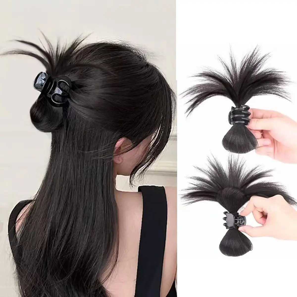 Chicken nest head hair clip messy rabbit hair curly chicken head wig chicken nest hair high ponytail fountain ponytail W240817