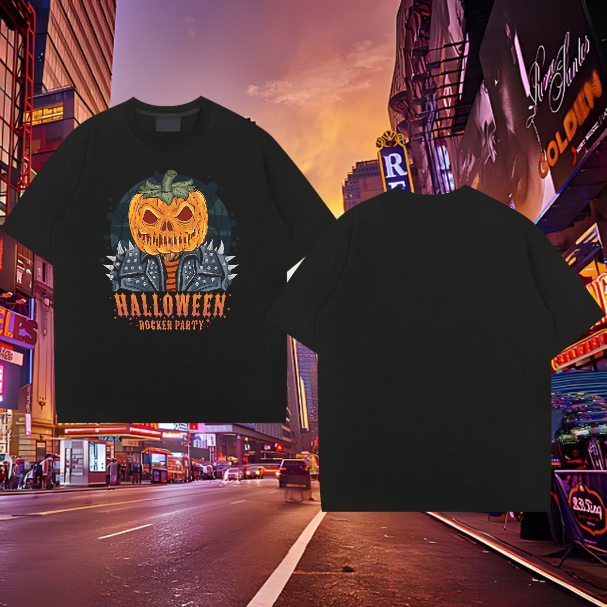 Free Shipping T Shirts Men pumpkin O-Neck Short Sleeve Street Casual Customized Print 230g 100% Cotton Men Clothes T-Shirt Wholesale Top Tees