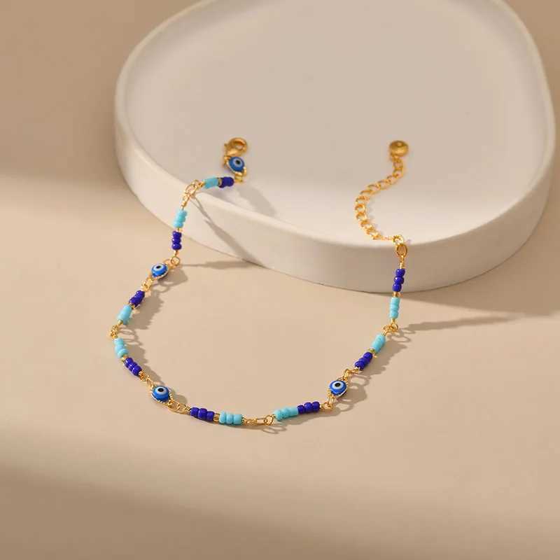 Copper plated 18K gold European and American colored eye accessories Anklet womens fashion jewelry trend Versatile W240815