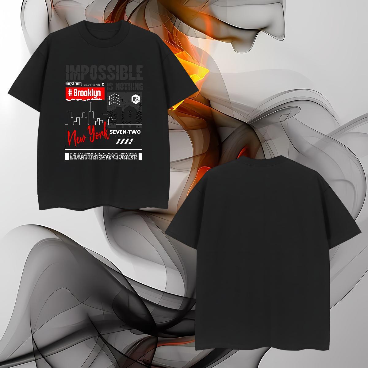 Loose Fit NEW YORK Mens T Shirts Daily Wear Men Tees 230g Cotton Fashion Casual Short Sleeve O-Neck Anime Print Tops Shirt