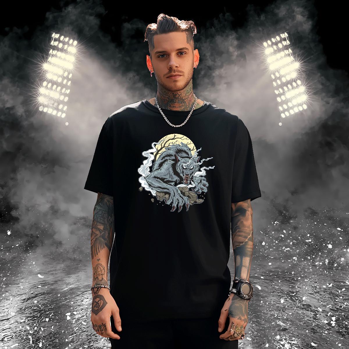 Loose T Shirts Men moon O Neck Short Sleeves Hip Hop Street White Plus Size 230g Cotton Tshirt for Man Woman Factory Direct Wear