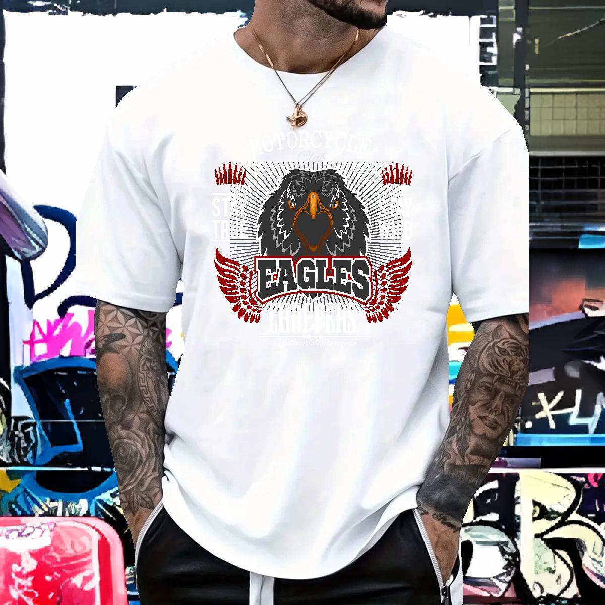 Wholesale Men T Shirts eagle Crew Neck Home Outdoor DIY Printed 230g Cotton Tshirts 2024 Tee Shirt