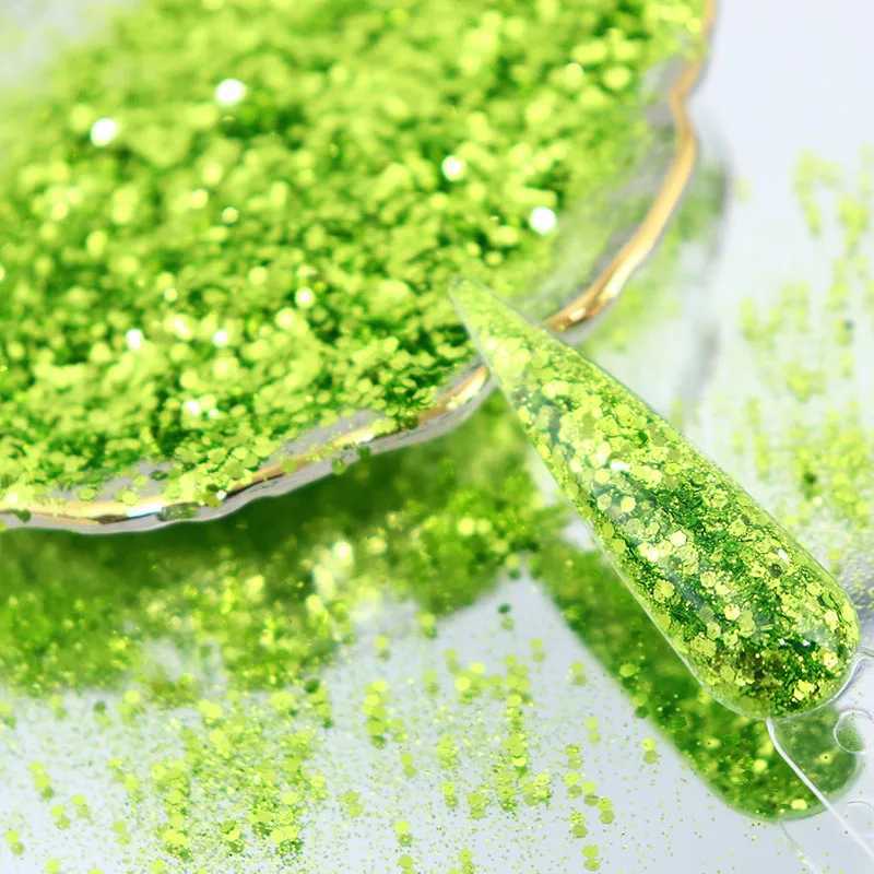 50G Pink Green Glitter for Nails Powder Sequins Mixed Bulk Decoration Shiny Iridescent Fine Pigment Manicure Accessories DesignXJ240815