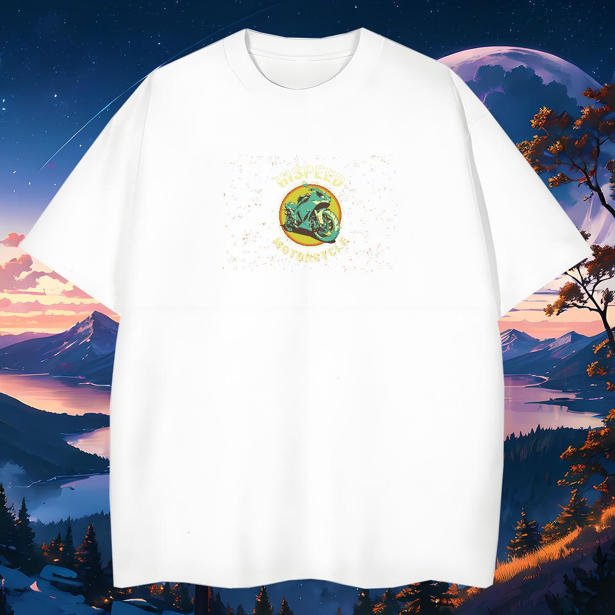 Unisex Motorcycle 230g 100% Cotton Mens Tshirts Casual Breathable Men T Shirts Classic White Plus Size Tops Tees