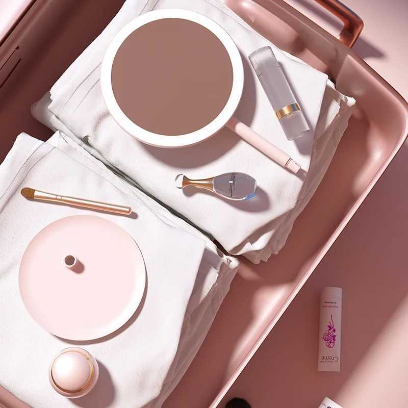 Makeup Mirror with LED Light USB Portable Removable Desk Vanity Mirror Adjustable Tricolor HD Light Dropshiping Travel Home Tool Y240819