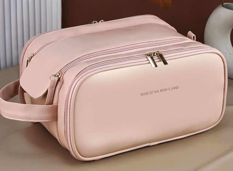 Swissmilitary High aesthetic double zipper with large capacity, portable for business trips, high-end makeup brushes, toiletries, storage bag #20