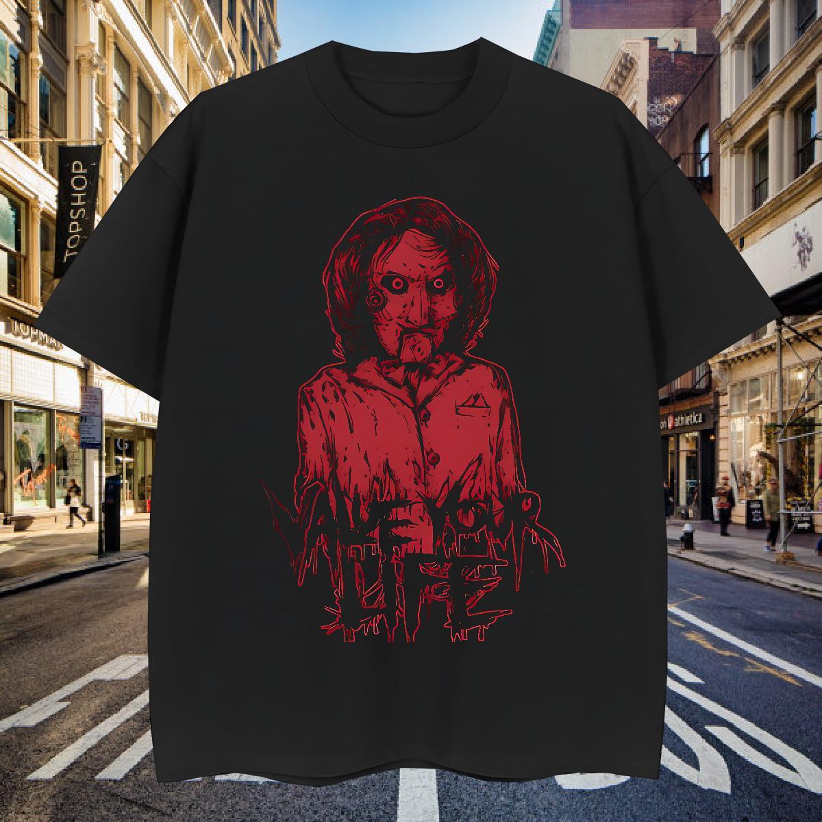T Shirts Men 230g Pure Cotton scary Sport Breathable Soft Plus Size Cartoon Men Tops Tees Stylist Cool Polos